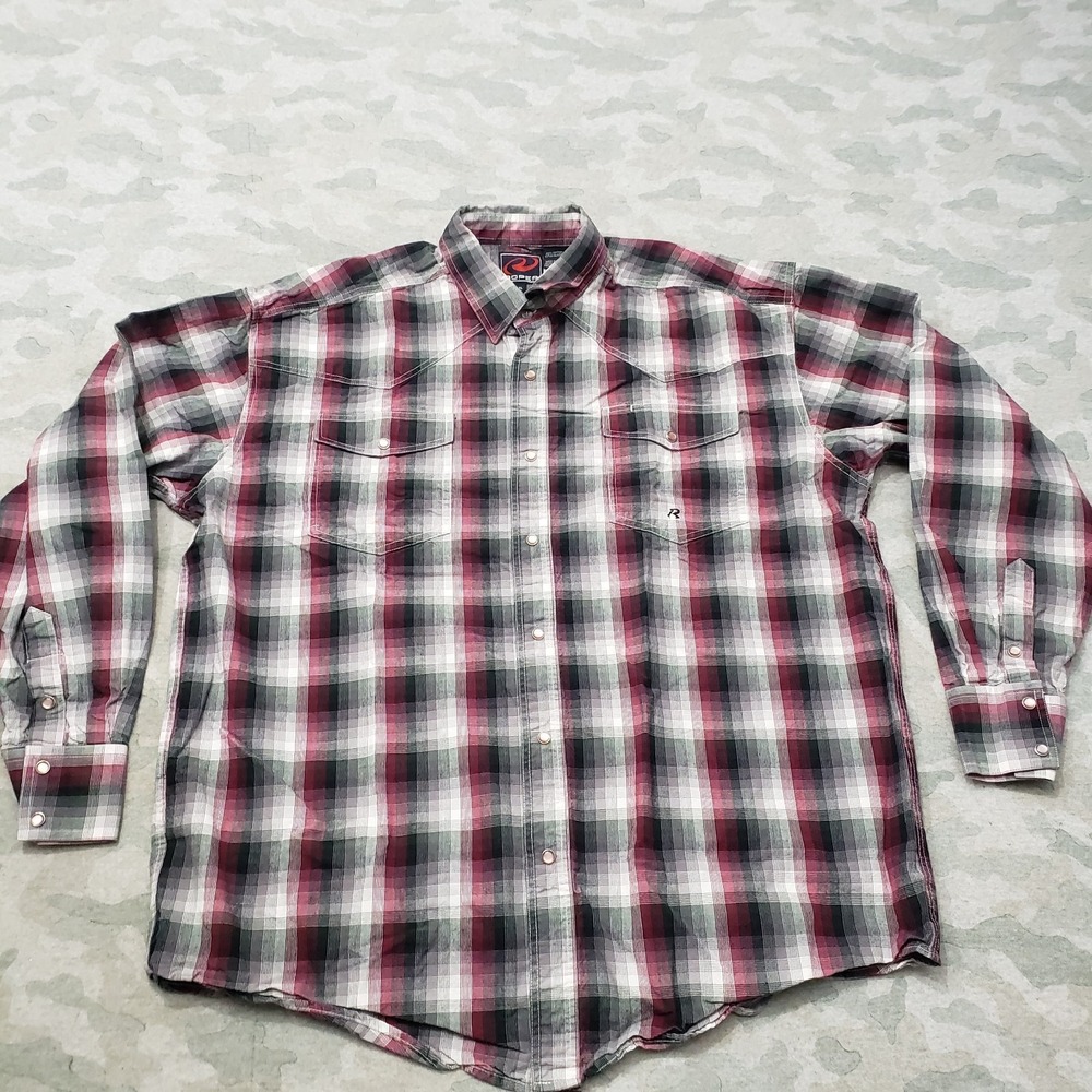 Vintage Roper Shirt Mens XL Gray Pockets Pearl Snap Long Sleeve Western Cowboy